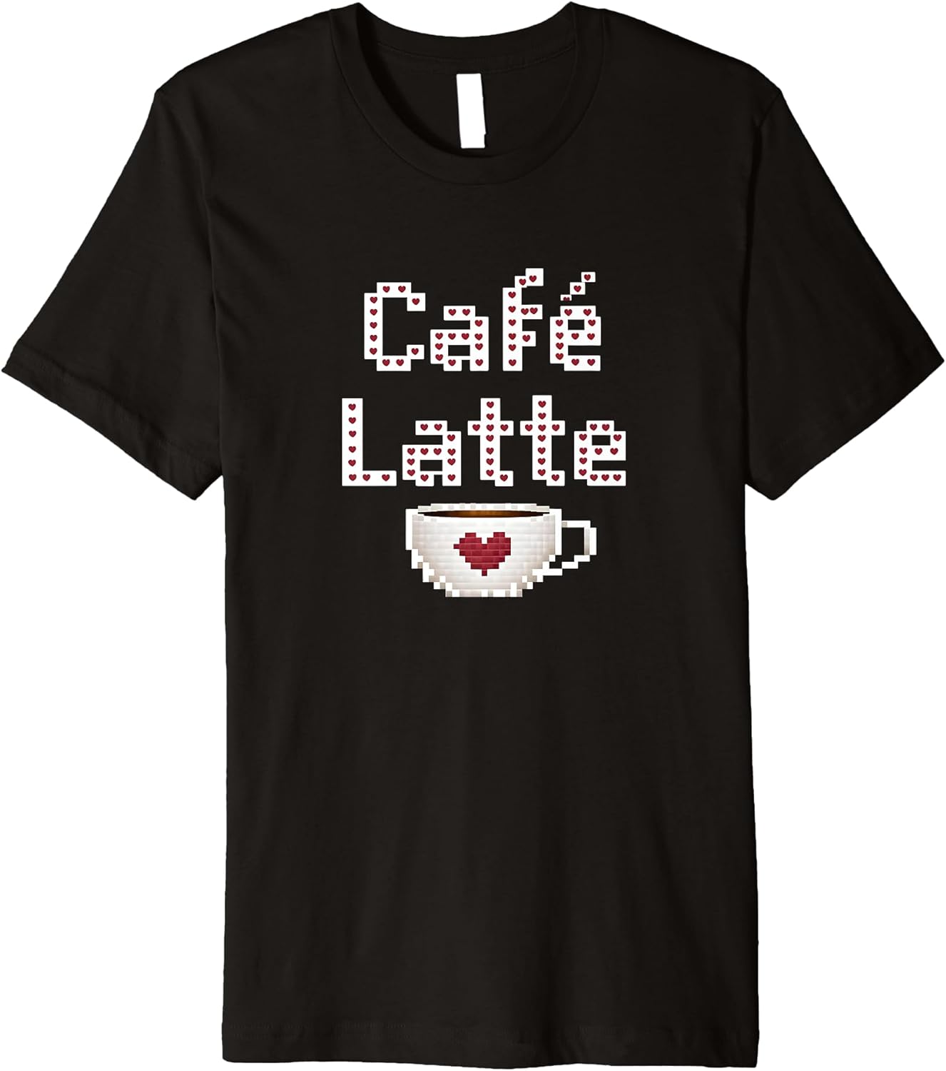 Pixel Art Coffee Latte Cafe Funny Graphic Premium T-Shirt