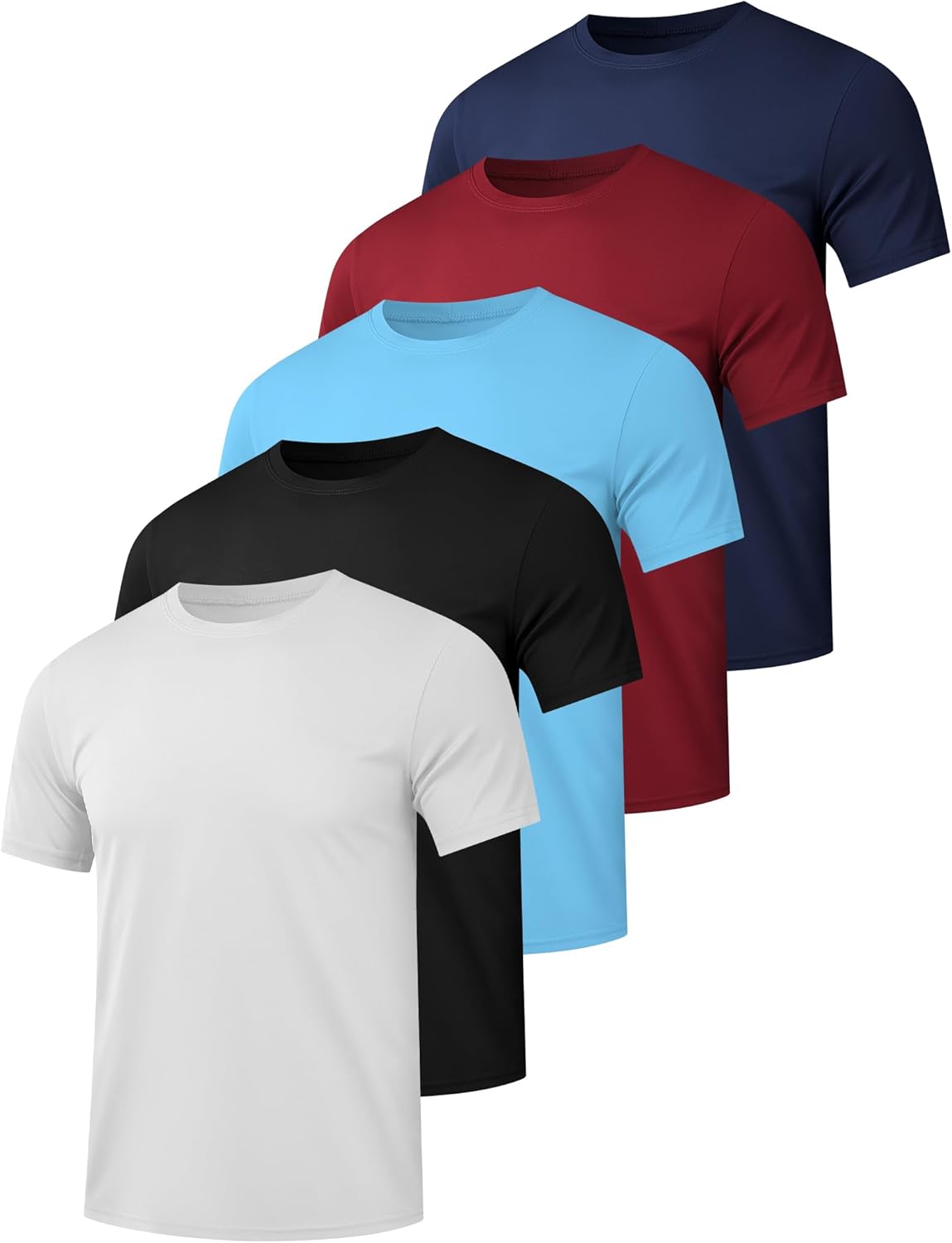 5/7 Pack Men's Dry Fit Workout Gym T Shirts, Short Sleeve Active Running Athletic Tee Tops