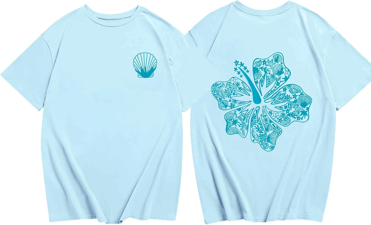 Girls Cute Hawaiian Beach T Shirts Kids Pink Hibiscus Flower Shirt Oversized Aesthetic Graphic Tees Summer Tops
