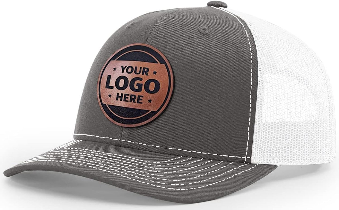Custom Trucker Leather Patch Hat Laser Engraved
