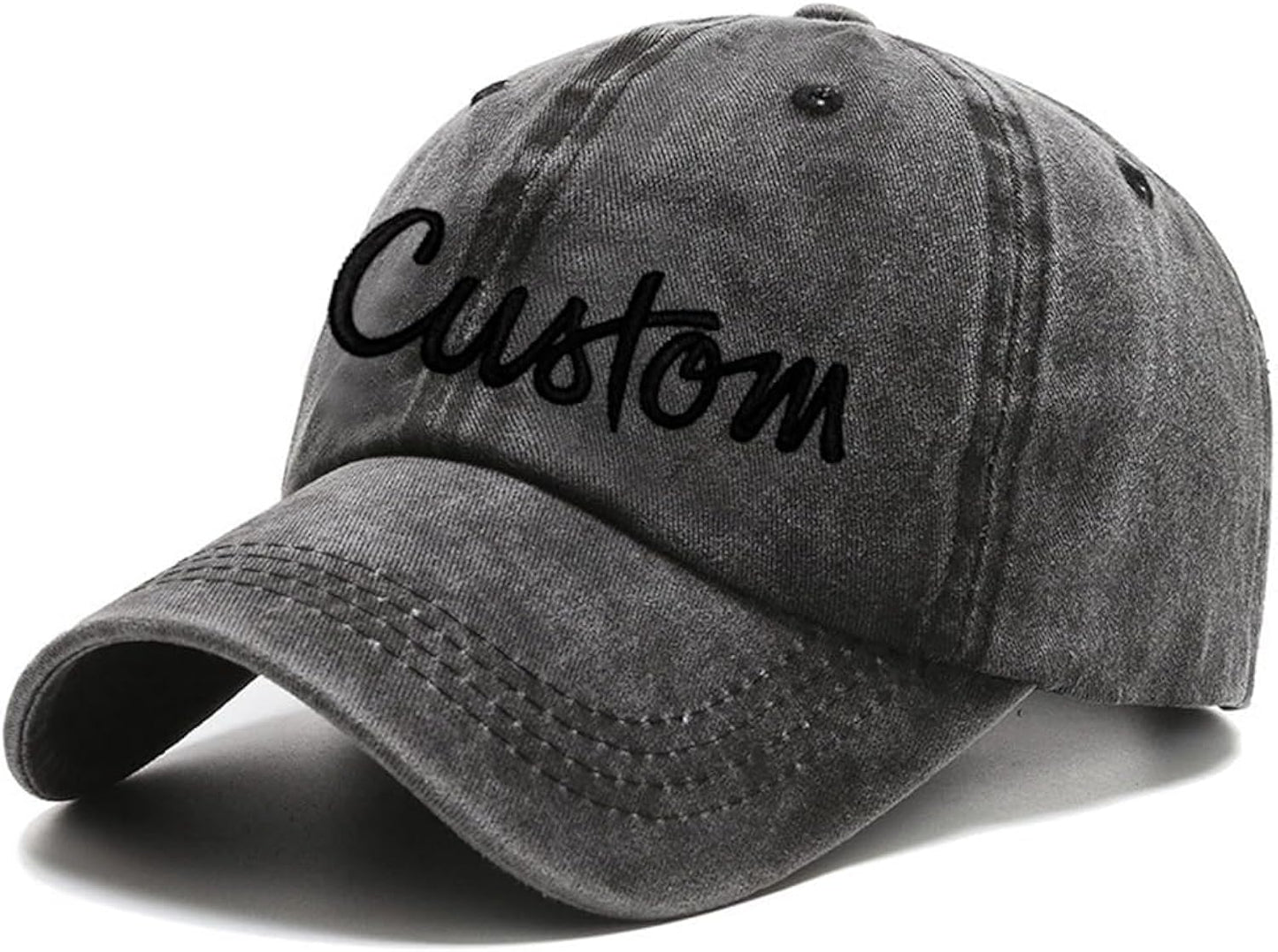 Custom Embroidered Baseball Cap Personalized Text Design Your Own Vintage Washed Hats Adjustable