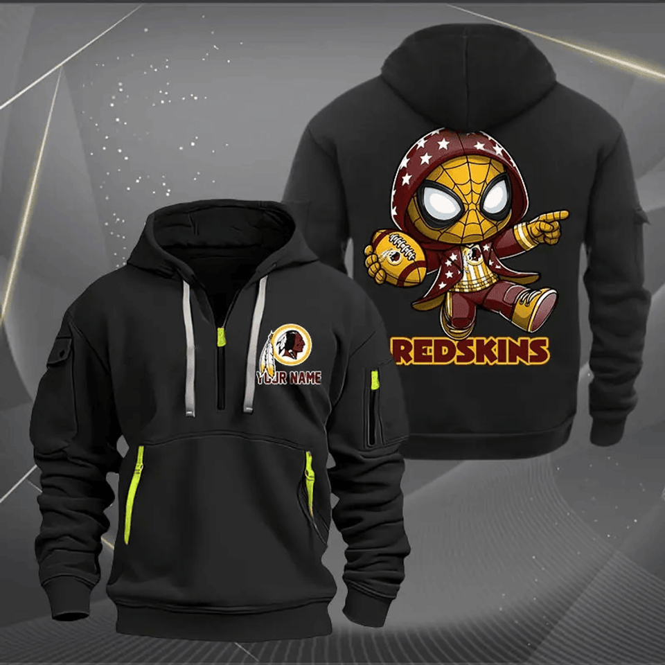 Washington Redskin Quarter Zip Hoodie Custom Name Multicolor Edition