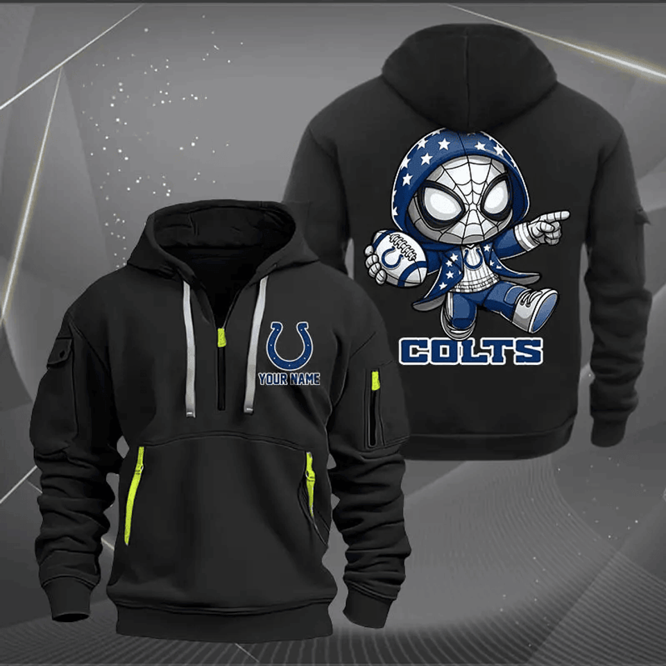 Indianapolis Colts Quarter Zip Hoodie Custom Name Multicolor Edition