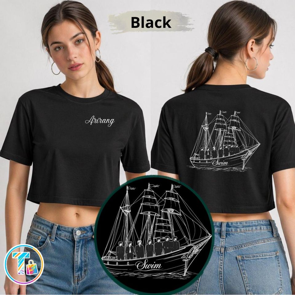 Arirang Swim Track Crop Top Women's Boxy Tee World Tour 2026 K-pop Inspired Cropped Shirt