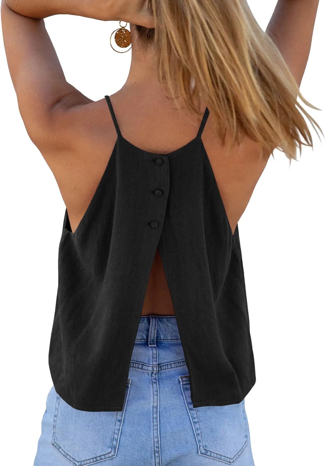 Womens Summer Halter Crop Tank Tops Y2k Going Out Sleeveless Tee Shirts Open Back Beach Camisole
