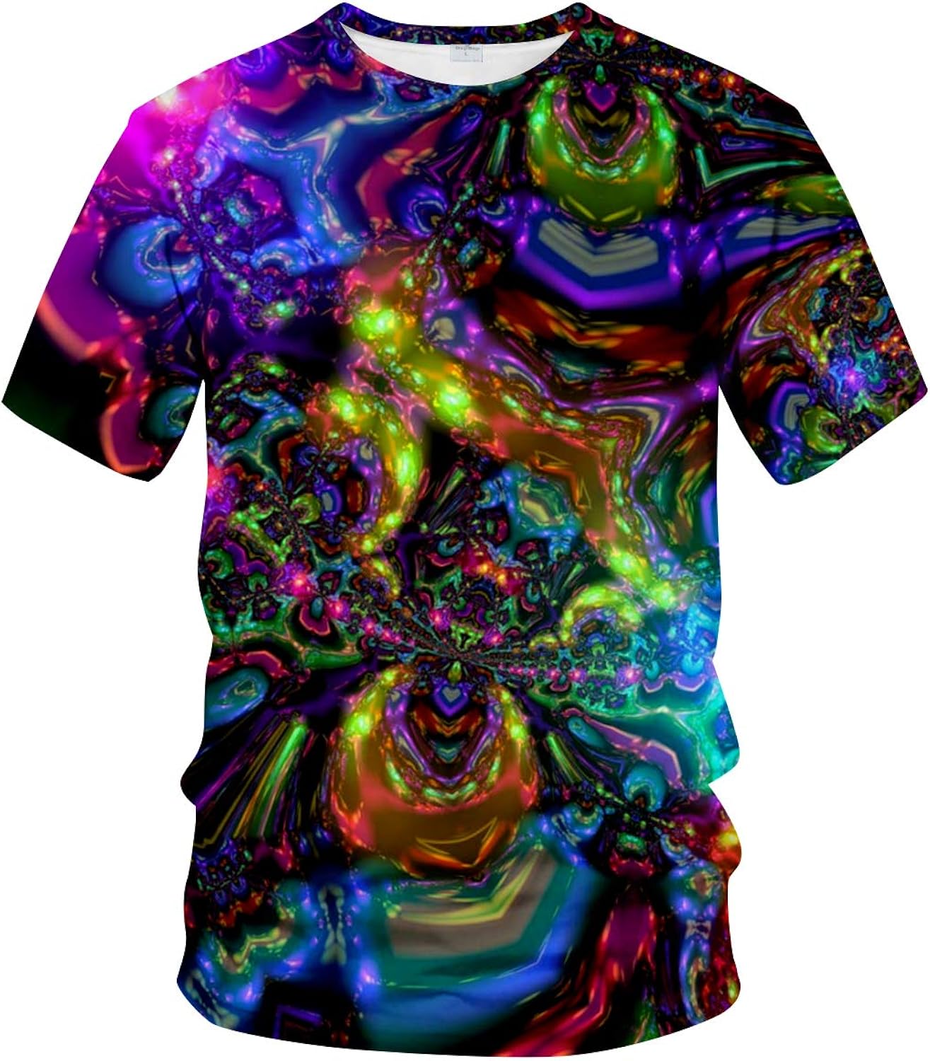 Novelty Mens Crew Neck Print Tee 3D Abstract Art Trippy T-Shirt