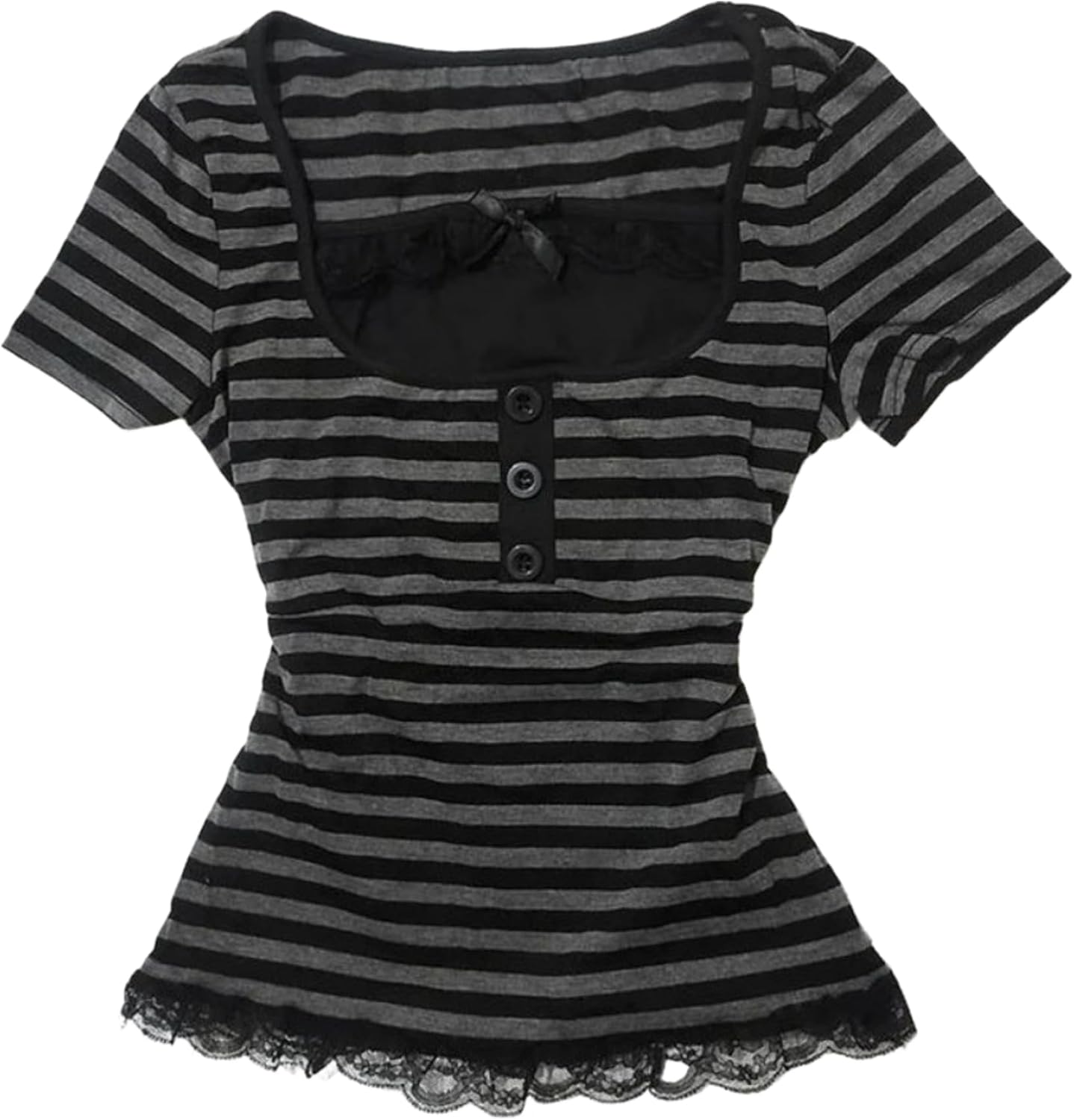 Y2K Fairy Grunge Emo Shirt Women Harajuku Stripe Teen Baby Tee Girl Gyaru 2000s Alt Mcbling Scene Tops Clothes