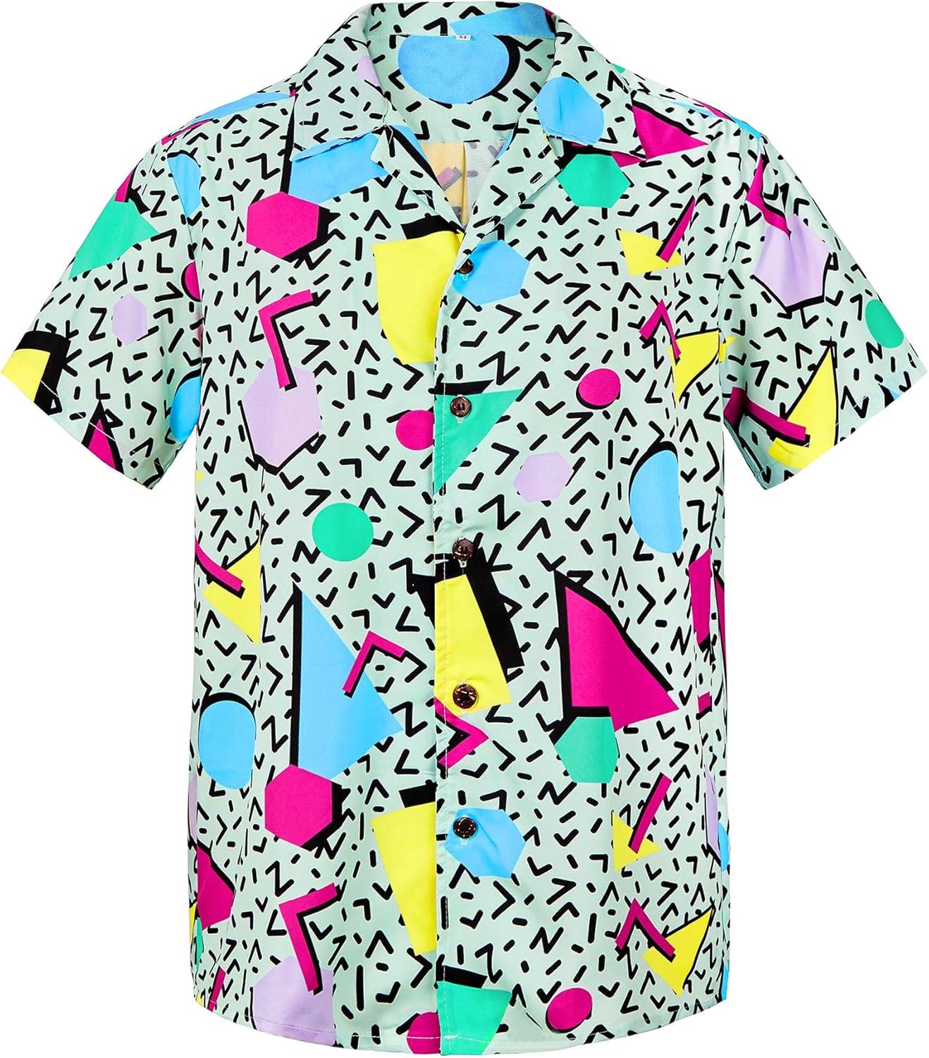80s 90s Hawaiian Shirts for Men - Funny Retro Short Sleeve Button Down Outfit Top for Themed Party Disco Summer Beach