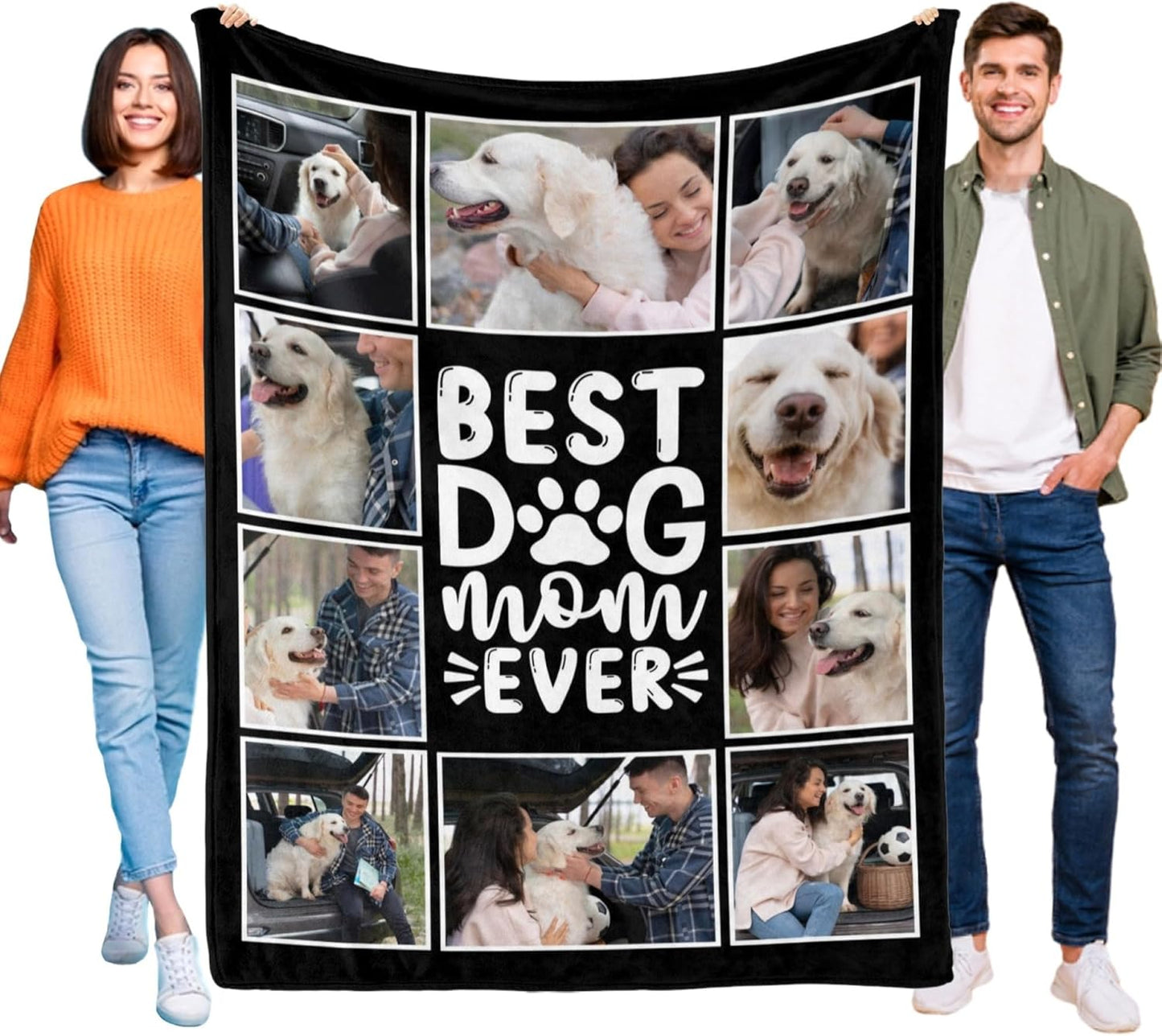 Dog Mom Blanket Personalized Gifts Best Dog Mom Gifts for Women Custom Blanket with Photos Mothers Day Birthday Gift for Dogs Lovers