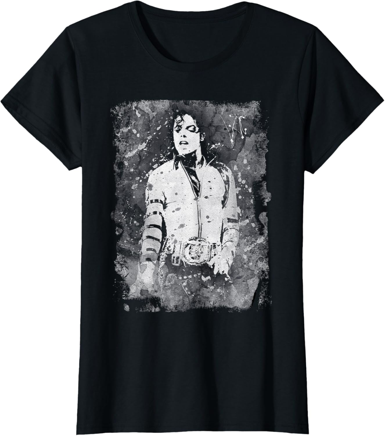 Michael Jackson Bad World Tour 1988 Black and White Splatter T-Shirt