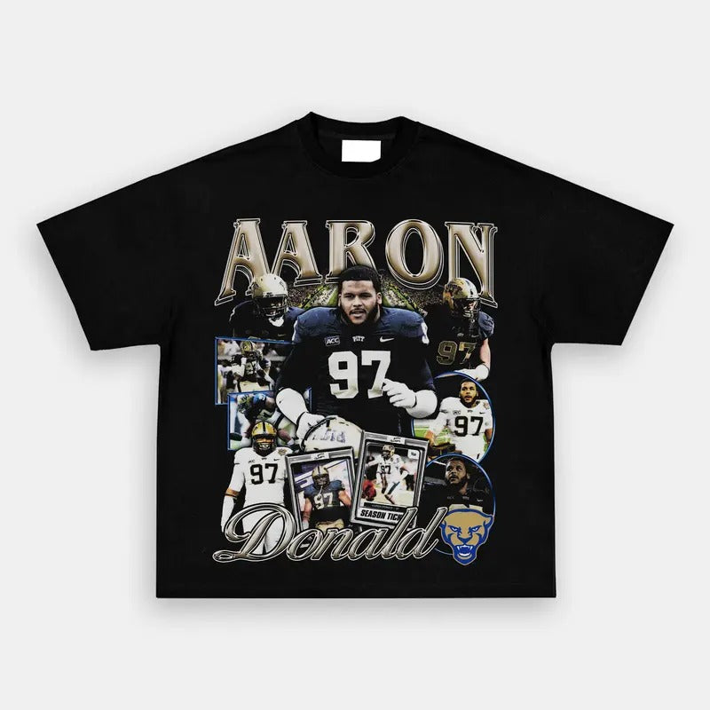 AARON DONALD 2 TEE- Vintage baseball Graphic T-Shirt PGA Masters The Open Golf Casual Classic Cotton Fabric Menswear Top Medium Tee