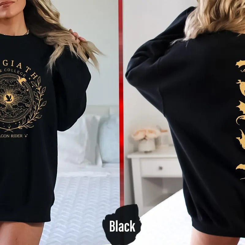 Basgiath War College 2-Sided Sweatshirt, Fourth Wing Sweatshirt, Dragon Rider Sweatshirt, Fourth Wing Sweatshirt, Violet, Bookish Sweatshirt, New Trend