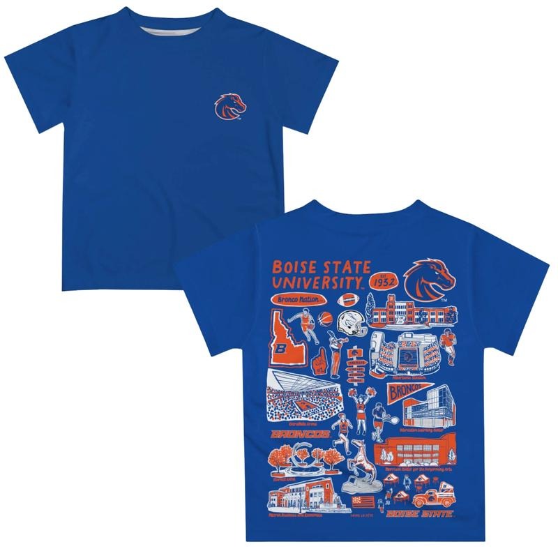 Boise State University Broncos Impressions Artwork Relaxed Fit T-Shirt Sweatshirt Hoodie, Boise State University Broncos Short Sleeve Tee Shirt