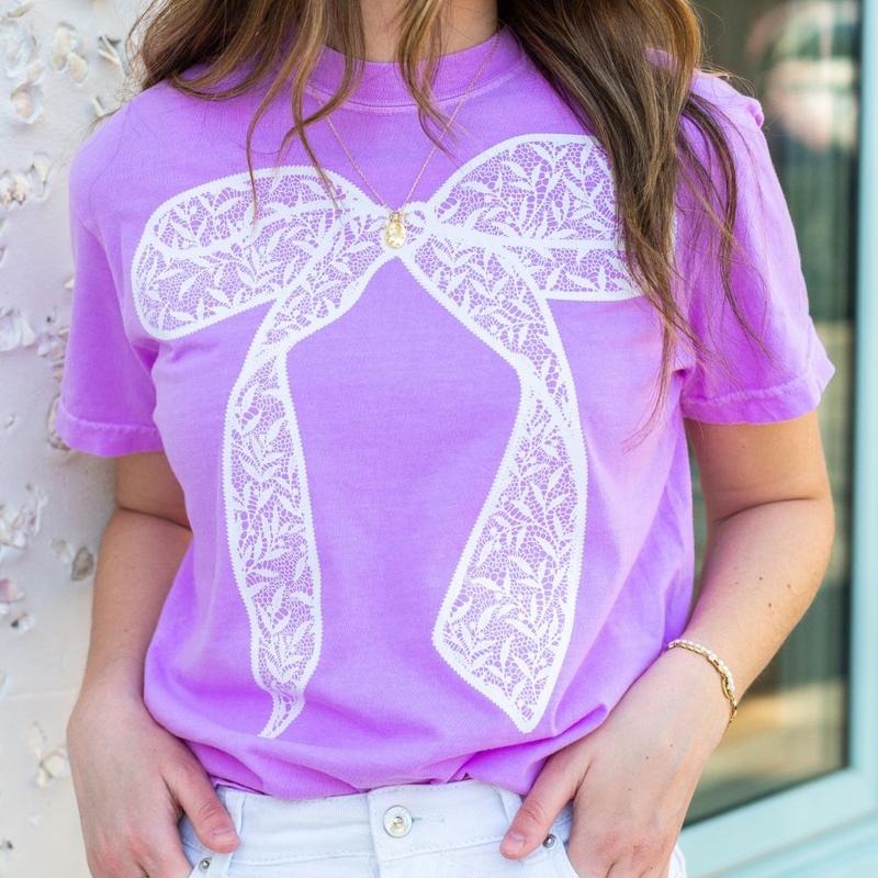 Bow 'Lace It Up' T-Shirt, Preppy Spring Comfort Colors Tee