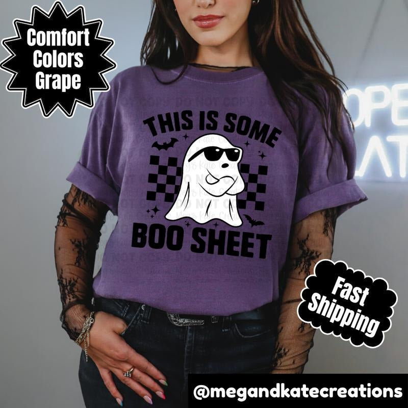 Comfort Colors This is Some Boo Sheet Grape T-shirt - This is Some Boo Sheet Design, Spooky Season Tee