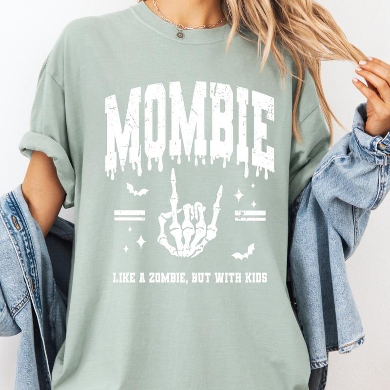 Comfort colors Mombie short sleeve casual cotton graphic tshirt - Womenswear Everyday Style Tee