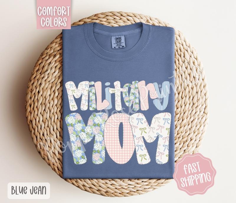 Floral Military Mom Comfort Colors Shirt, Cute Spring Mama Tshirt, Coquette Flower Tee