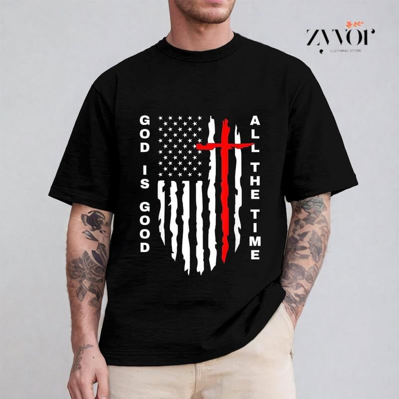 God Is Good All The Time Shirt Casual Style Crew Neck Short Sleeve T-Shirt Tops Trendy for Unisex, Perfect Gift
