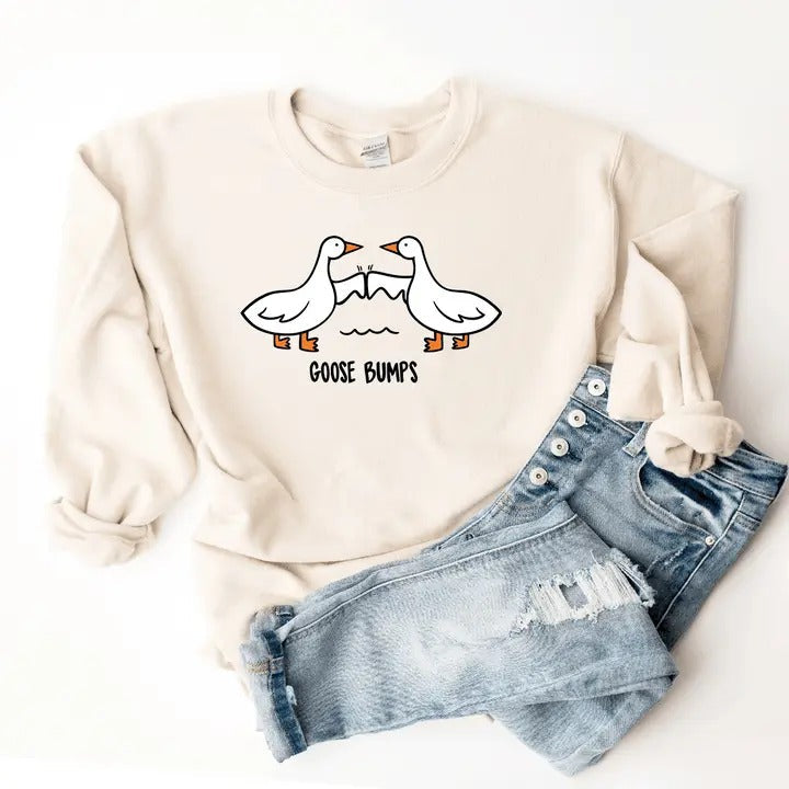 Goose Bump Sweatshirt, Silly Goose Sweater, Christmas Shirt, Greetings Sweater,Gift for Goose Lover,Couple Tee, Christmas Sweatshirt Classic Cotton