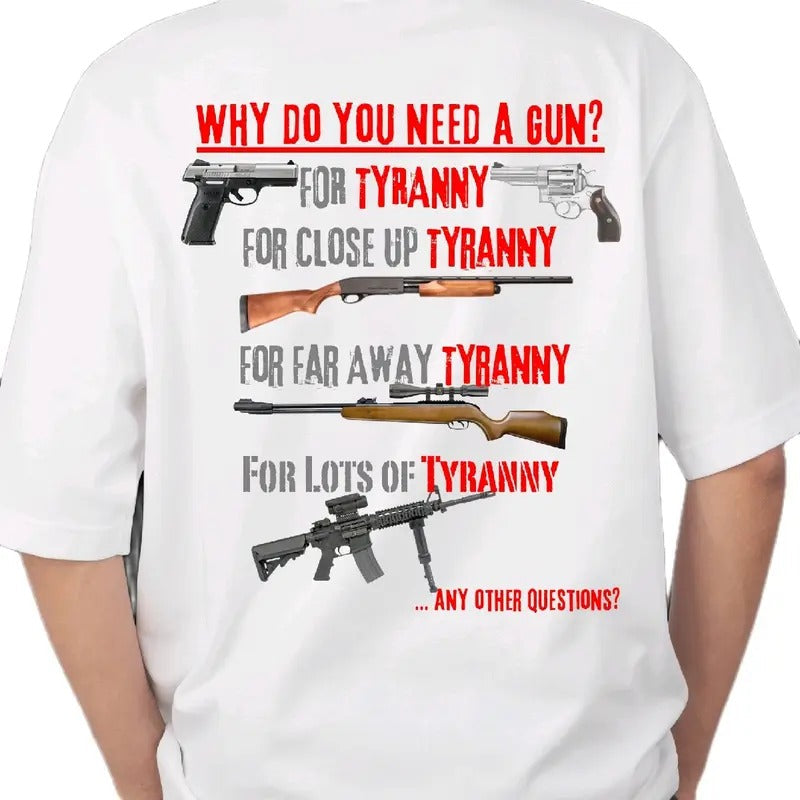 "Guns are for Tyranny" Menswear t-shirt Cotton armory apparel, Top, Crewneck Bear Breathable t shirt