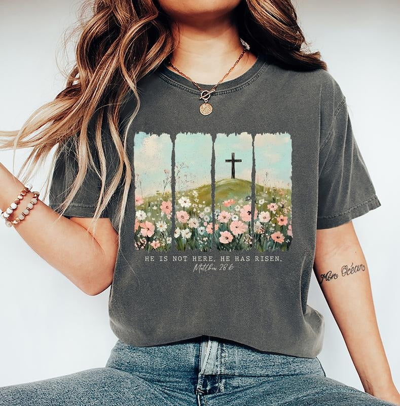 He is not here, he has risen shirt, easter shirt, Christian T-shirt, Jesus Easter T-shirt, jesus christ easter, bunny Tee, , faith Tee