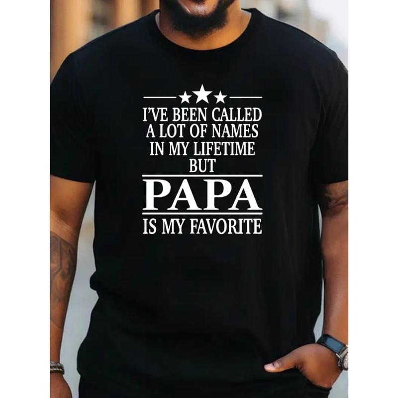 Hot Heartfelt Papa Print Design for Men Women Couple Fashion T-Shirt, Street Short Sleeve Cotton T-Shirt, Comfort-Fit Crew Neck T-Shirt - Ultra-Soft, Breathable, Moisture-Wicking, Casual Summer Tee - Perfect for Everyday Wear Made in USA