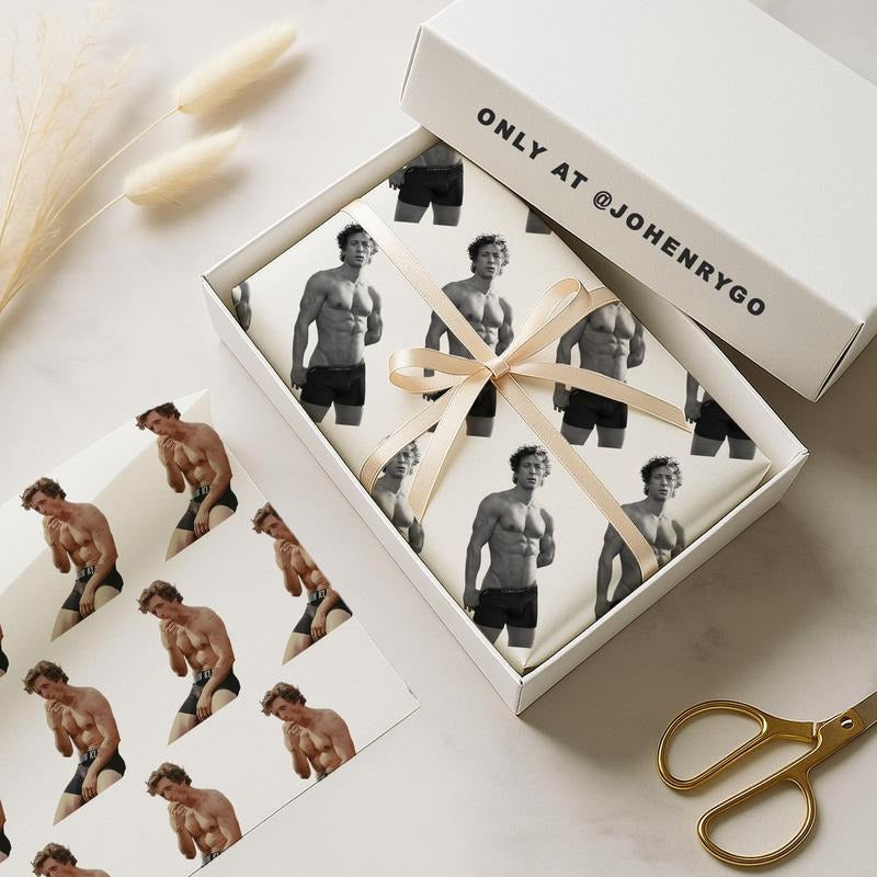 Hot Jeremy Allen White Gift Wrap Papers, Yes Chef Shirtless, Carmy Berzatto, Gift For Christmas Holiday, Xmas Wrap Papers in Matte, Satin Material