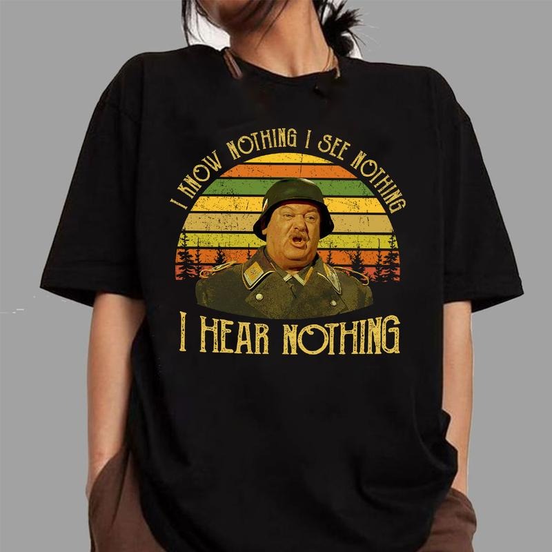 I Know Nothing I See Nothing I Hear Nothing Shirt, Vintage Movie Quote Shirt, Vintage Hogan's Heroes Movie Shirt, Christmas Party Shirt