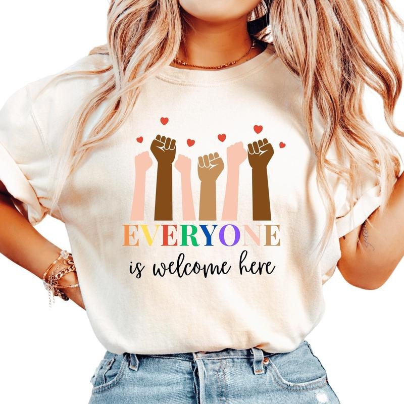 Idaho Teacher Shirt ,Equality Tees ,Everyone Is Welcome Here Diversity Support Fist Hand, Everyone Is Welcome Here Idaho Teacher Shirt