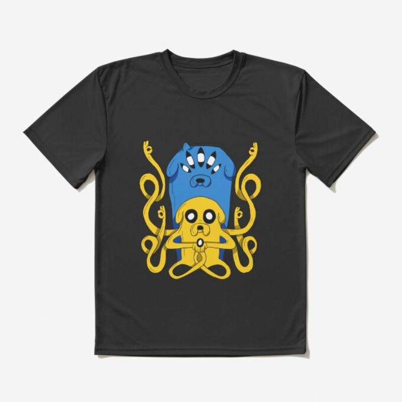 Jake the Dog Meditating Adventure Time T-Shirt, Unisex Cotton Crewneck T-Shirt - Medium, Short Sleeve, Casual Streetwear Printed Tee