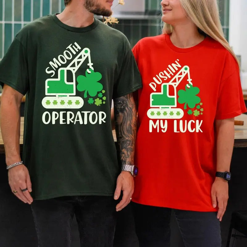Lucky Crane St Paddys Shirt Couple Matching Shirt, Couples St Patrick's Day Matching Couple T-Shirt