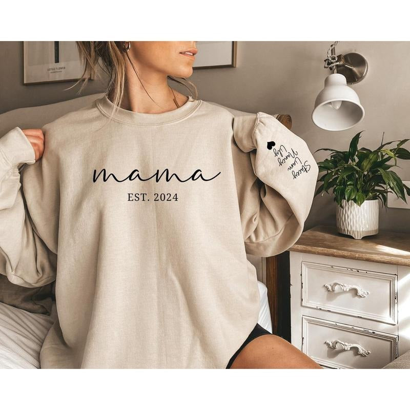 Mama Est Sweatshirt, Custom Mama Est 2024 Sweatshirt, Custom Mom Sweatshirt, Mom Gift, New Mom Gift, Mama Sweatshirt, Gift for Mom