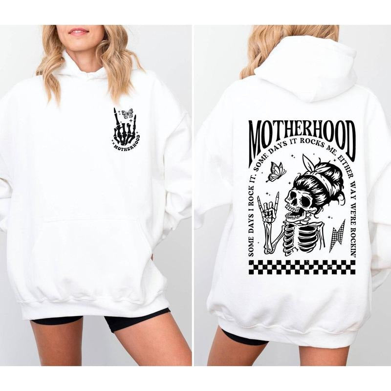 Motherhood Some Day I Rock it Hoodie, Mama Hoodie, Mom Hoodie, Motherhood Rock Skeleton Hoodie, Rocker Mom Gifts, Mothers Day Gift Hoodie
