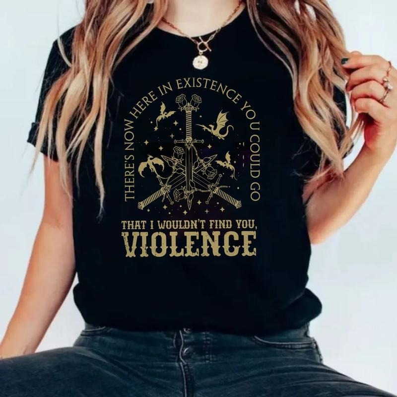 Nowhere In Existence Violence Shirt, Violet Sorrengail, Bookish Shirt, Fourth Wing, Gifts For Readers, Fantasy Book Dragon Unisex Pullover Tee