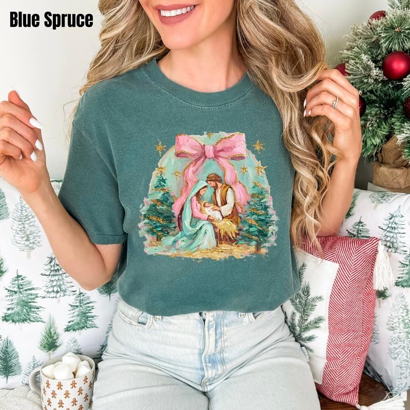 Painted Nativity Scene Comfort Colors T-Shirt 'NLB'