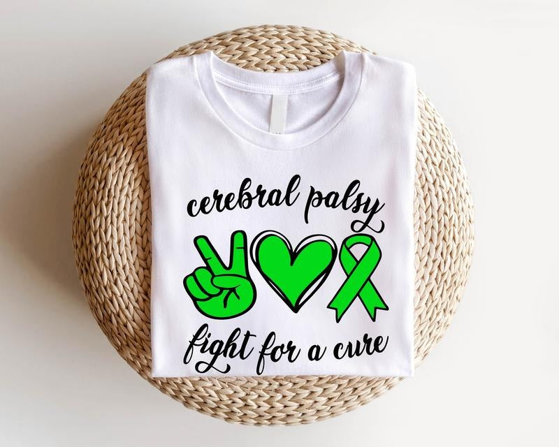 Peace Love Green Ribbon Shirt, Unisex Fighter T-Shirt, Cerebral Palsy Awareness Tee, Warrior Gift Tee, Support Tee.