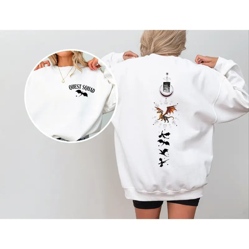 Quest Squad sweatshirt, Fourth Wing Sweatshirt, Onyx Storm, Basgiath War College, Violet Sorrengail, Gift For Readers, Fantasy Book Dragon, pr847