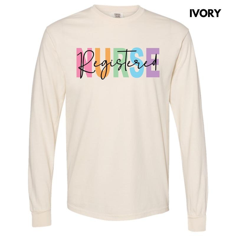 Registered Nurse Colorful Long Sleeve Comfort Colors T-Shirt 'NLB'