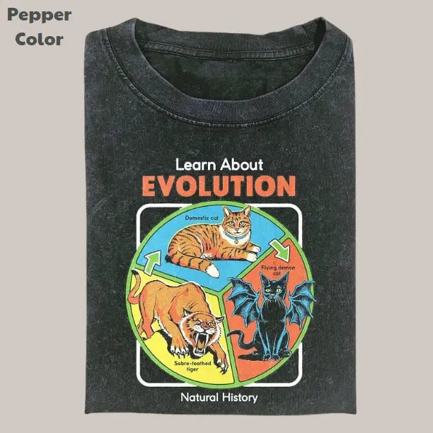 Retro Funny Vintage Graphic Tee, Cat Evolution T-Shirt, Unisex Meme Cringe Funny Dumb Shirt, Menswear Womenswear Streetwear