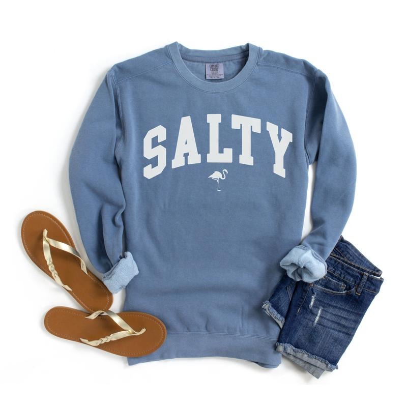 Salty Sweatshirt, Beach Sweatshirt, Beach Lover Giftful, Summer Crewneck, Vacation Sweatshirt, Beachful Flamingo Shirt,