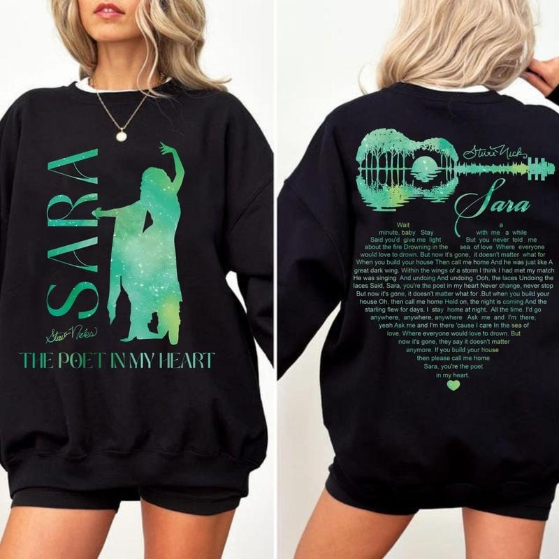 Sara Song Lyric Stevie Nicks Tour Inspired 2025 Double Sided T-Shirt, Retro Music 90s Sweatshirt, Gift For Fans