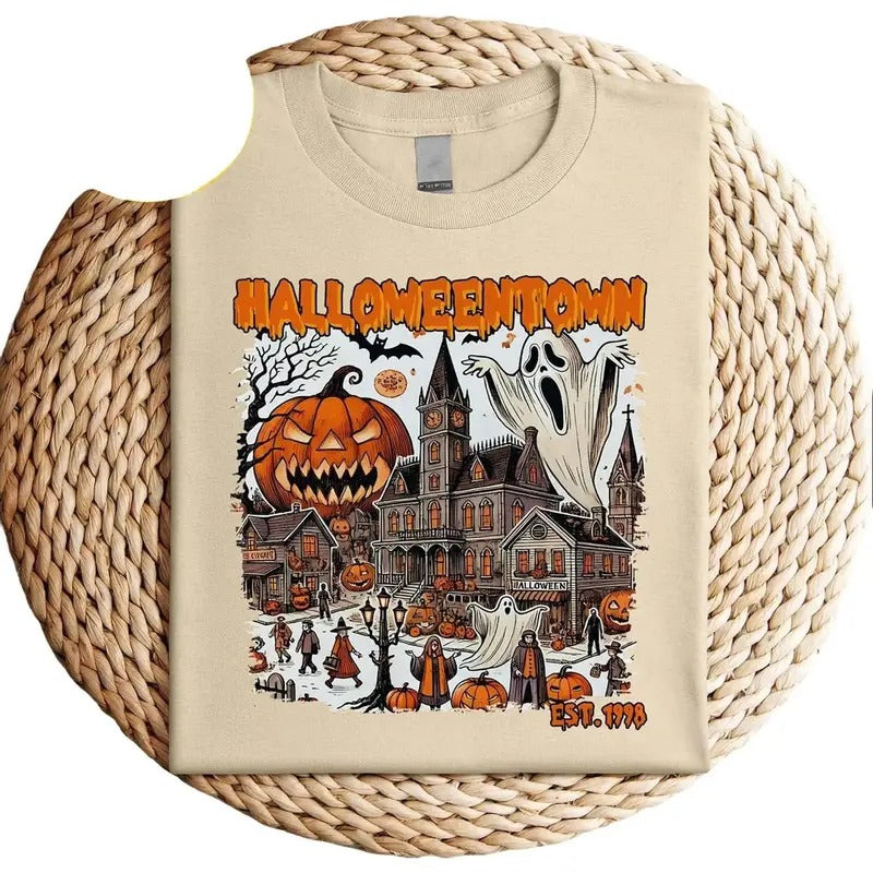 Scary Halloweentown Est 1998 Pumpkin Ghost Shirt, Halloweentown Spooky Ghost Pumpkin T-shirt and Sweatshirt for men & women Menswear Top