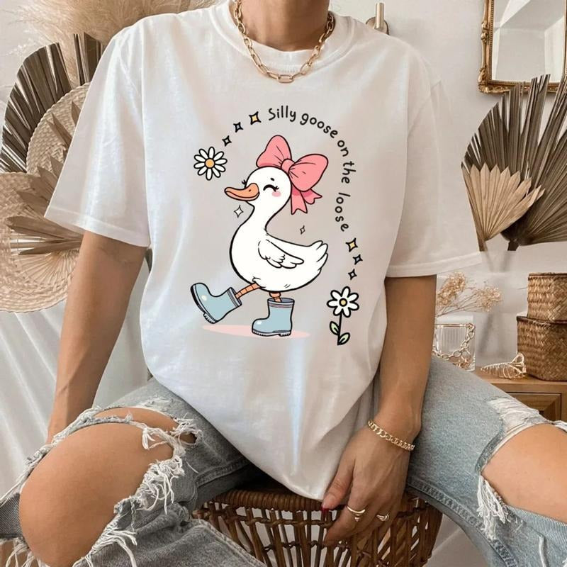 Silly Goose On The Loose Tshirt Sweatshirt Hoodie, Silly Goose Shirts, Funny Graphic Shirt, Cute Goose Sweatshirt, Unisex Sweater Pullover Tee