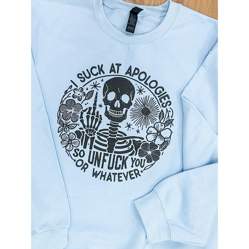 Skeleton Apologies Graphic Pullover