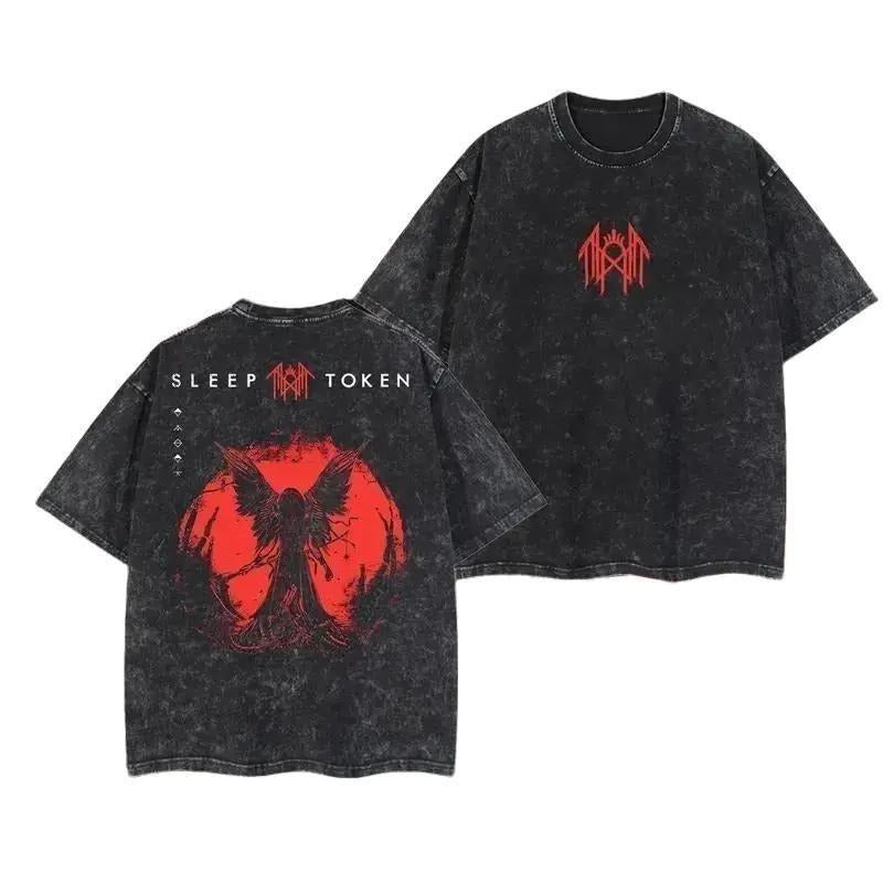 Sleep Token Side Grim Reaper Heavy Metal Shirt, Unisex Rock Band Washed Cotton T-shirt, Gift For Rock Music Lovers Man sleep token merch Fabric Fit