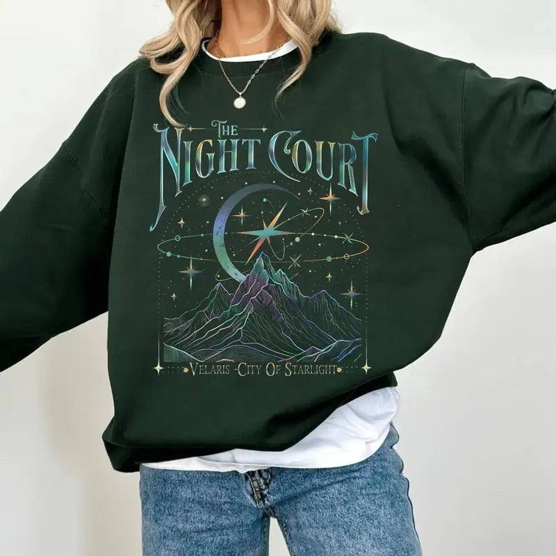 The Night Court Bookish Aesthetic Sweatshirt Hoodie, Velaris City Acotar Velaris Court Of Dreams, Velaris City Of Starlight, Book Lover Pullover Tee
