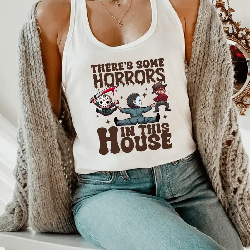 There's Some Horror In This House Tank Top Shirt, Hallowen Shirt, Cute Fall Shirt, Spooky Season