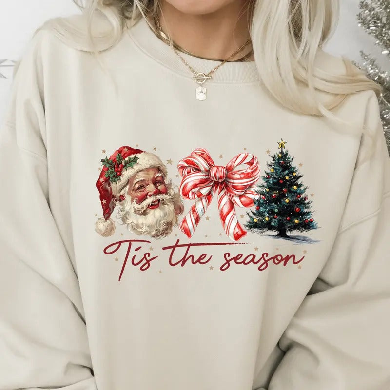 Tis The Season Christmas Crewneck Sweatshirt. Comfy Christmas Unisex Pullover Crewneck Sweatshirt.