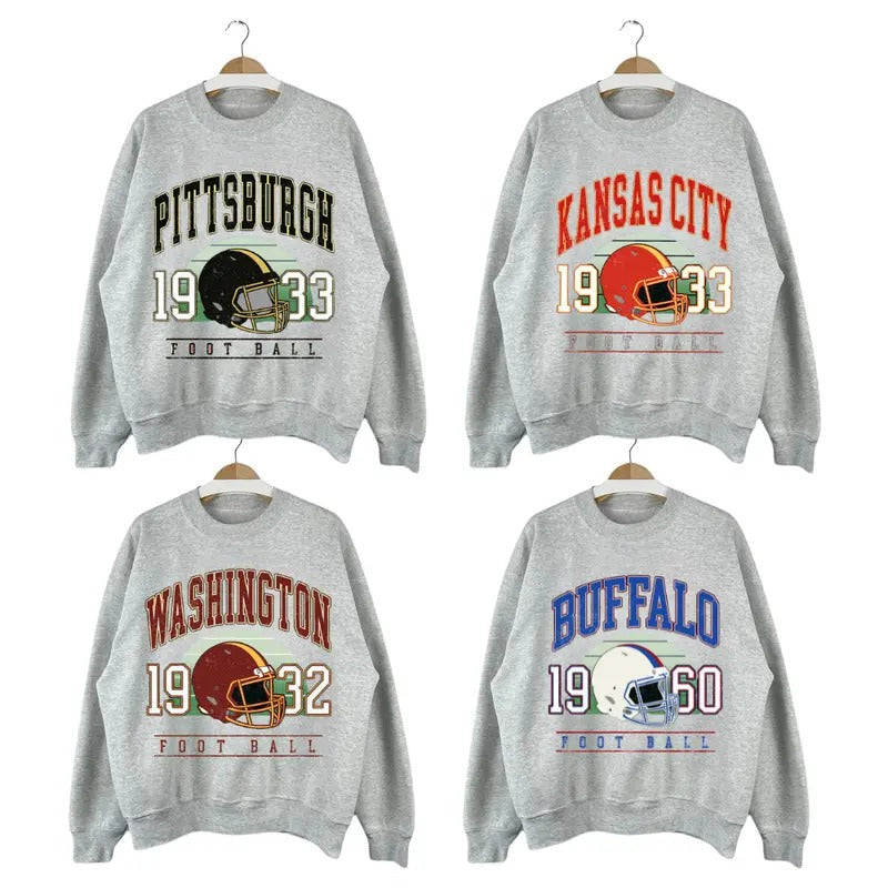 Vintage Football Team Sweatshirt In Ash Grey - Classic Style for Every Football Fan