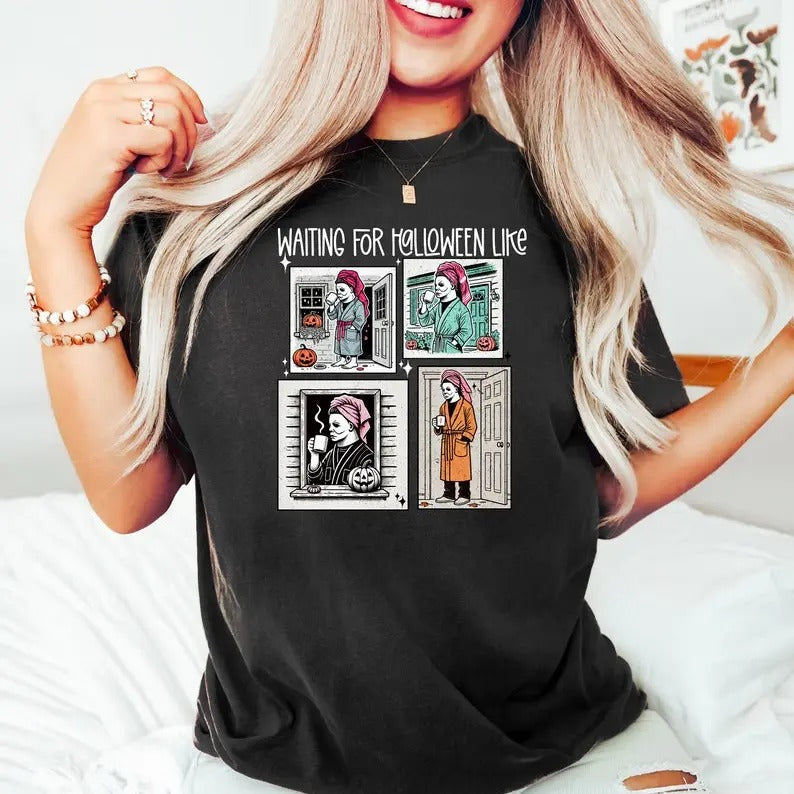 Waiting for Halloween Like Unisex Sweatshirt, Funny Halloween Hoodie, Halloween Horror Shirt, Happy Festive Season 2024 Fitted Floral Fitted Floral